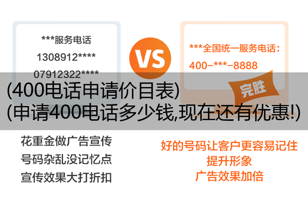 (400电话申请价目表)(申请400电话多少钱,现在还有优惠!)