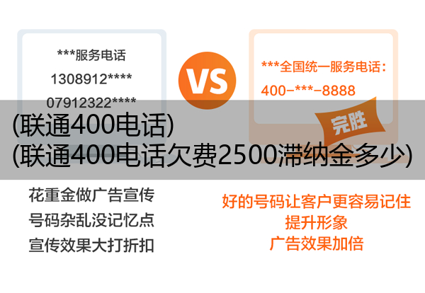 联通400电话,联通400电话欠费2500滞纳金多少