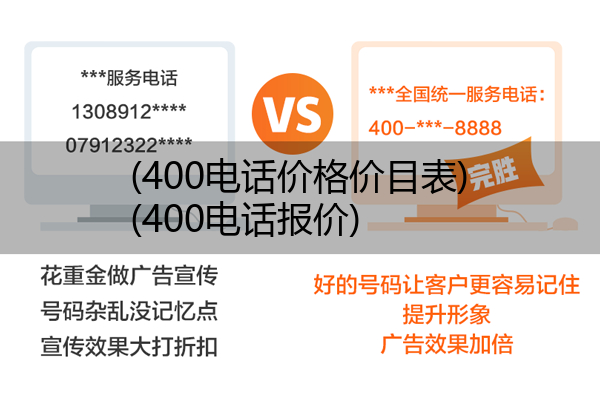 400电话价格价目表,400电话报价